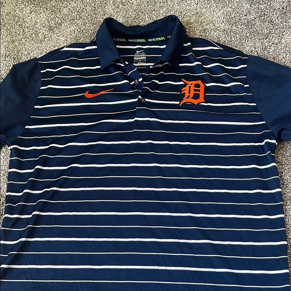 Nike Navy Striped Polo Shirt